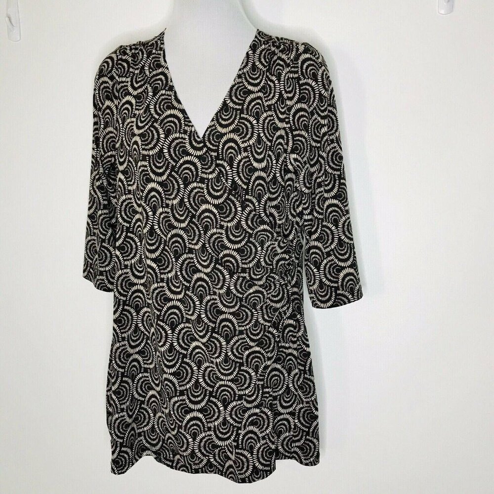 Reitmans Blouse Top Womans M Cross over Deep V Neck Stretch Brown